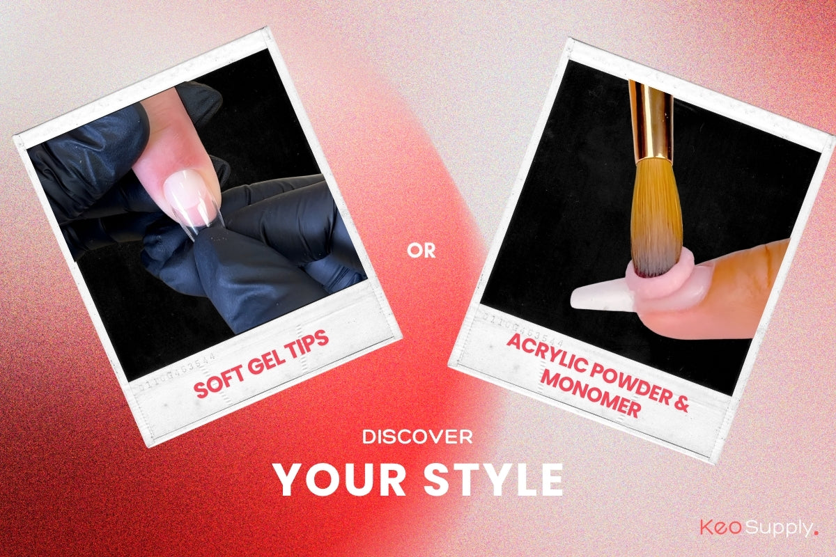 Soft Gel Tips & Acrylic Application Comparison Blog Image on Keo Supply