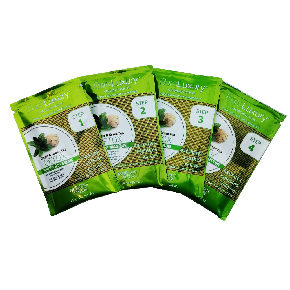 BareLuxury 4 Step Pedicure Pack - Ginger & Green Tea Sachets
