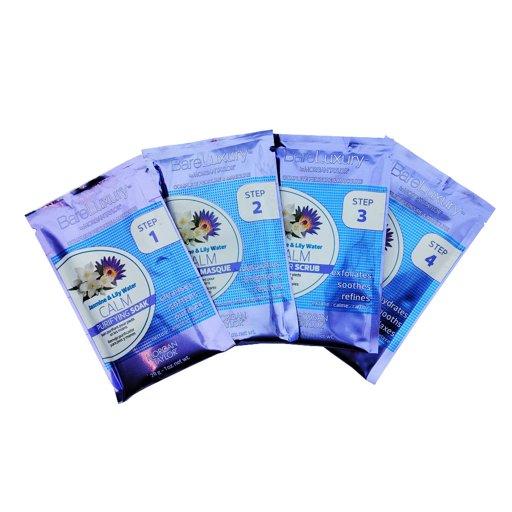BareLuxury 4 Step Pedicure Pack - Jasmine & Lily Water Sachets