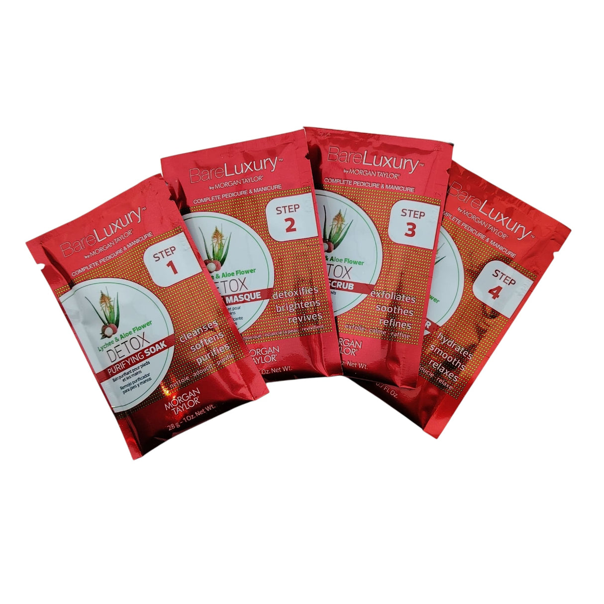 BareLuxury 4 Step Pedicure Pack - Lychee and Aloe Vera Sachets