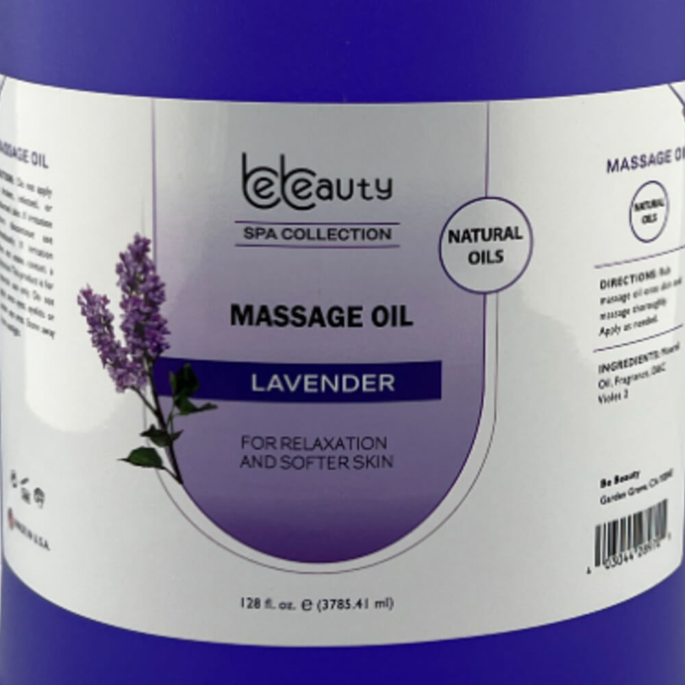 Be Beauty Massage Oil Gallon Bottle Lavender Label