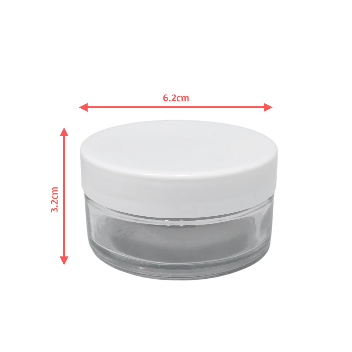 Clear Glass Powder Jar 50ml With Measurements