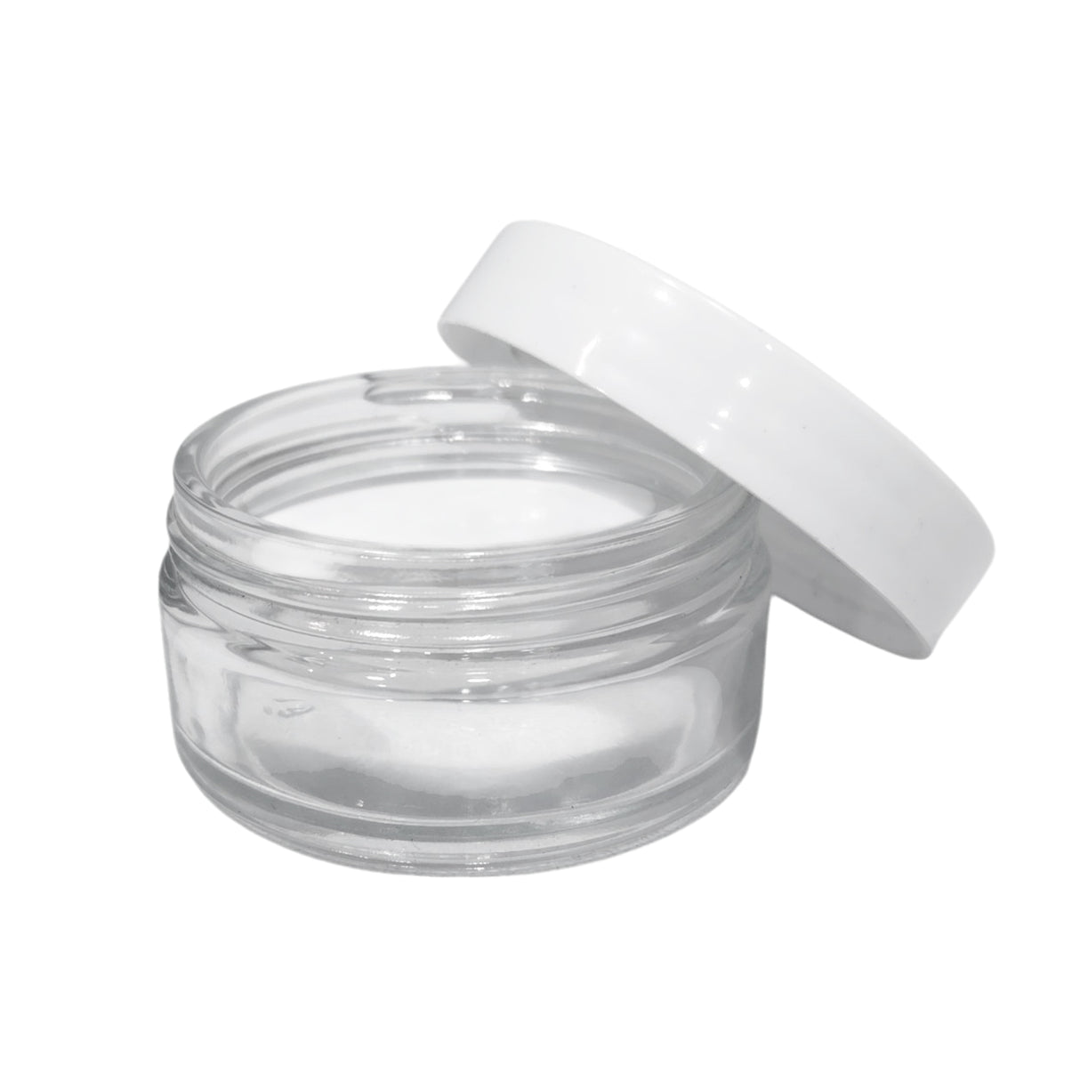 Clear Glass Powder Jar 50ml With Open Lid