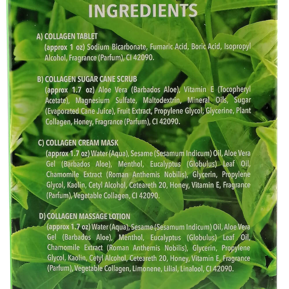 CollagenSpa 4 Step Pedicure Tray - Honey Green Tea Ingredients List