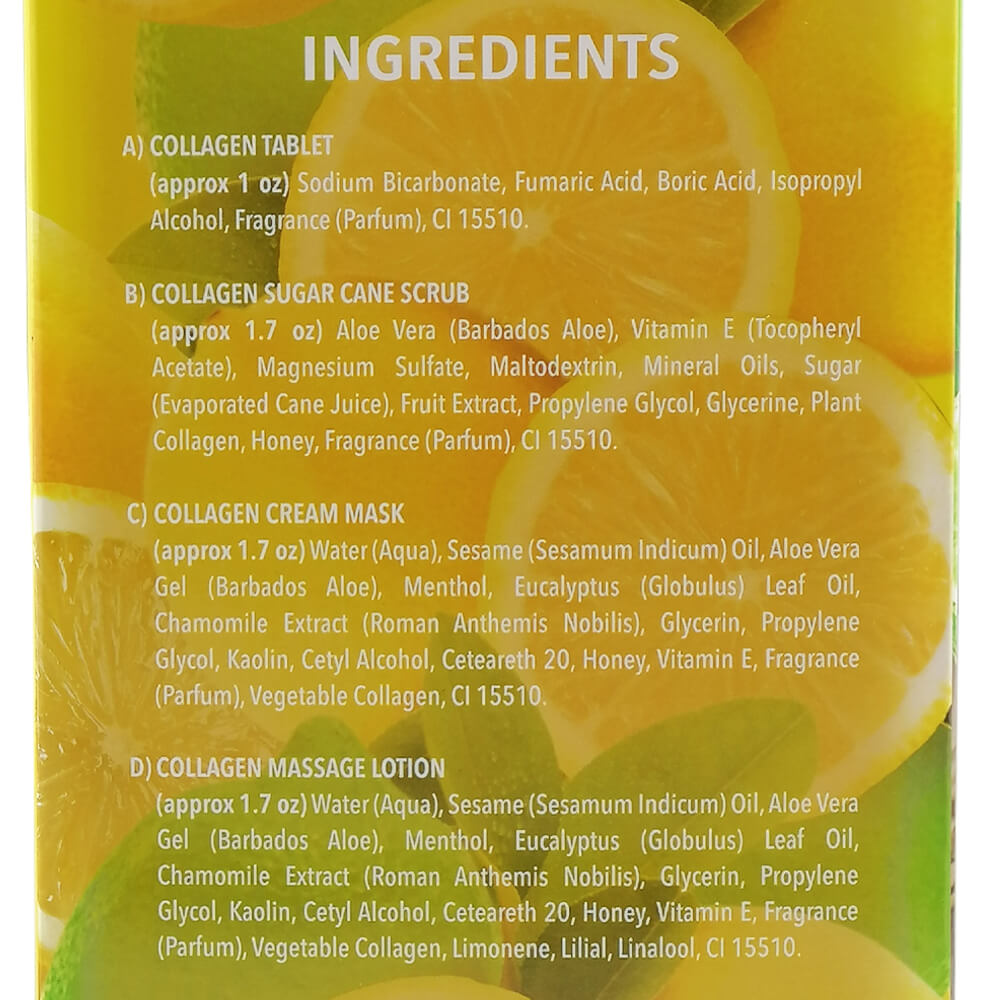 CollagenSpa 4 Step Pedicure Tray - Honey Lemon Ingredients List