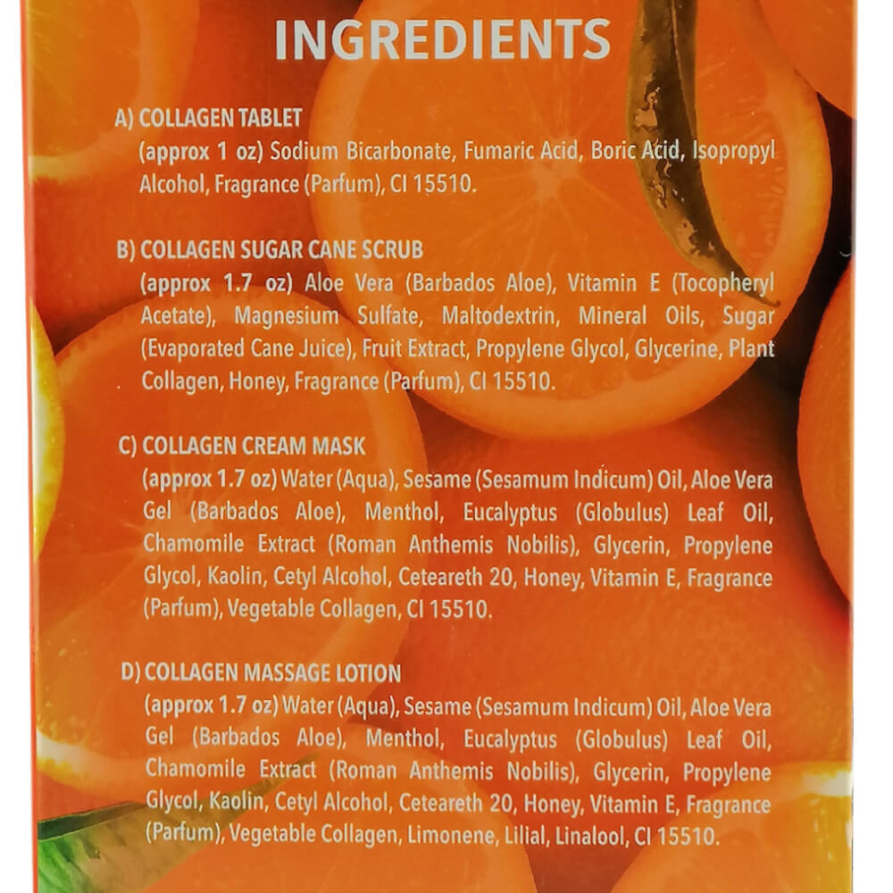 CollagenSpa 4 Step Pedicure Tray - Honey Orange Tangerine Zest Ingredients List