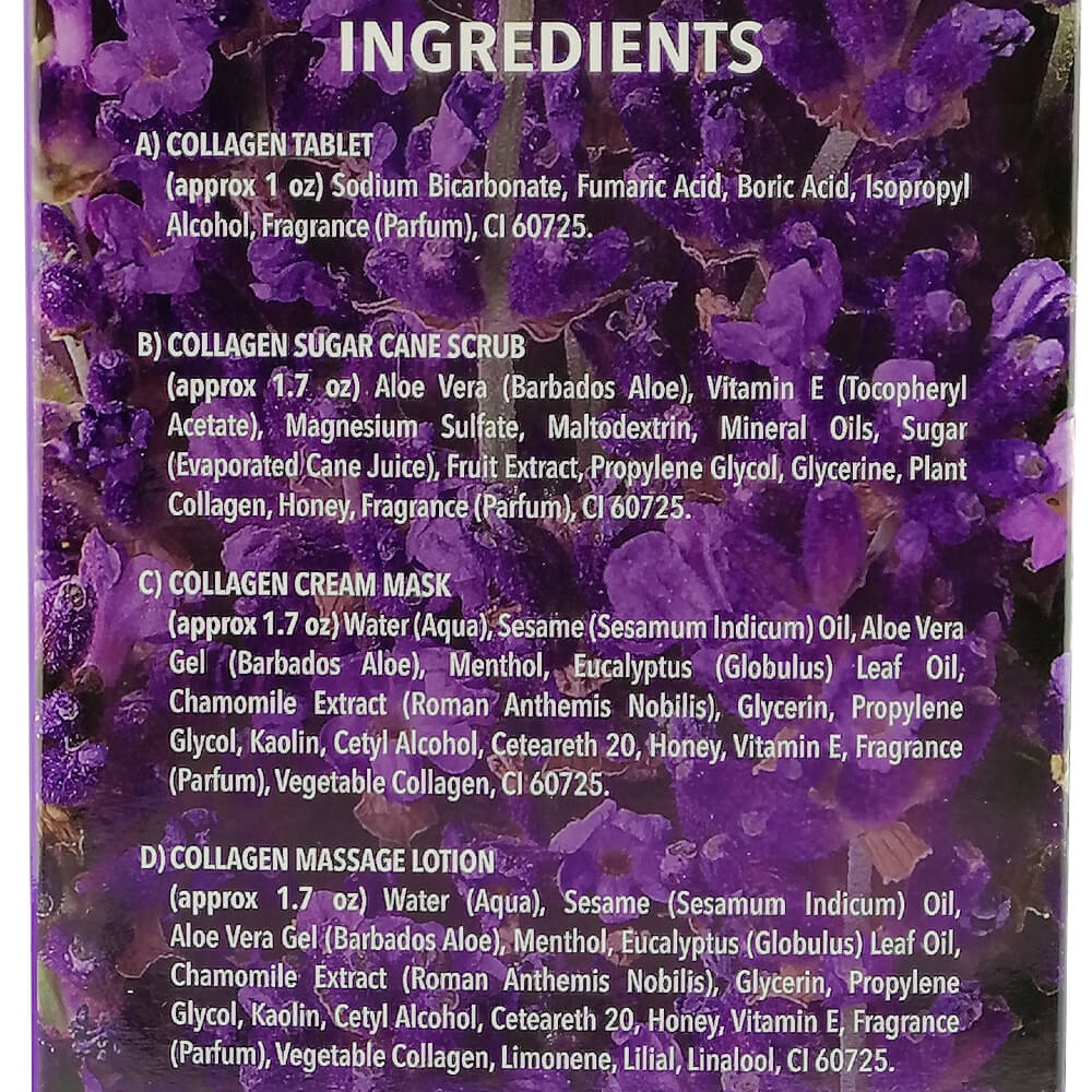 CollagenSpa 4 Step Pedicure Tray - Honey Sweet Lavender Dreams Ingredients List