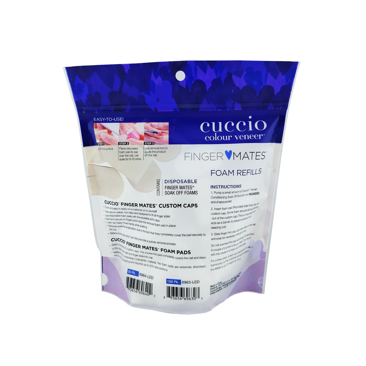 Cuccio Finger Mates Soak Off Gel Removal Foams Refill Pack Back View