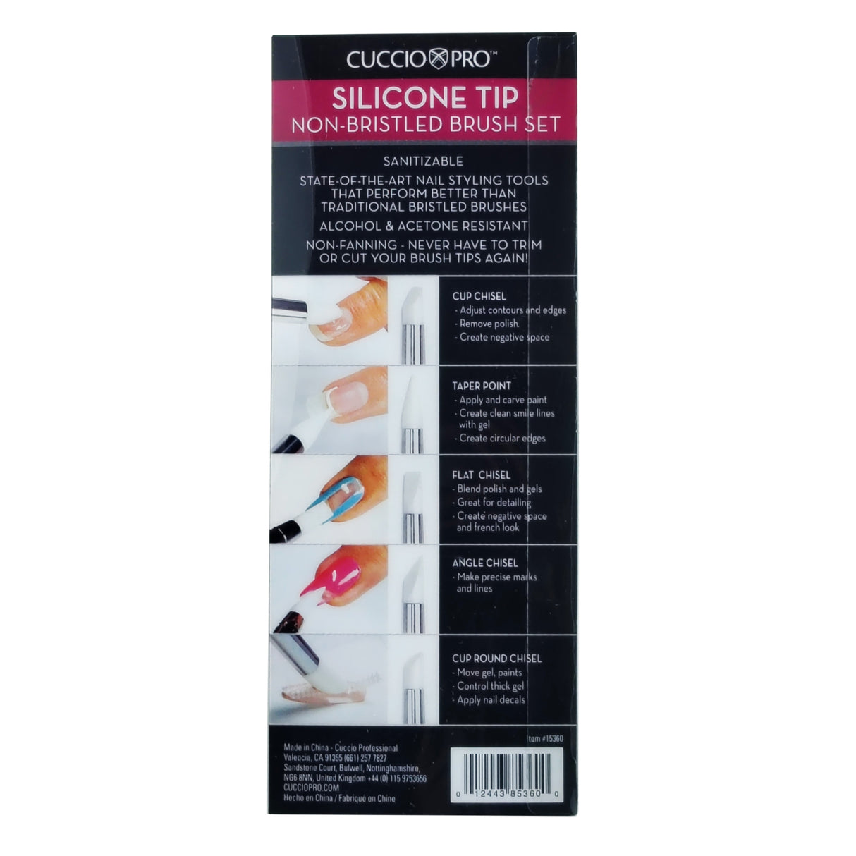 Cuccio Silicone Tip Brush Set Box Back View