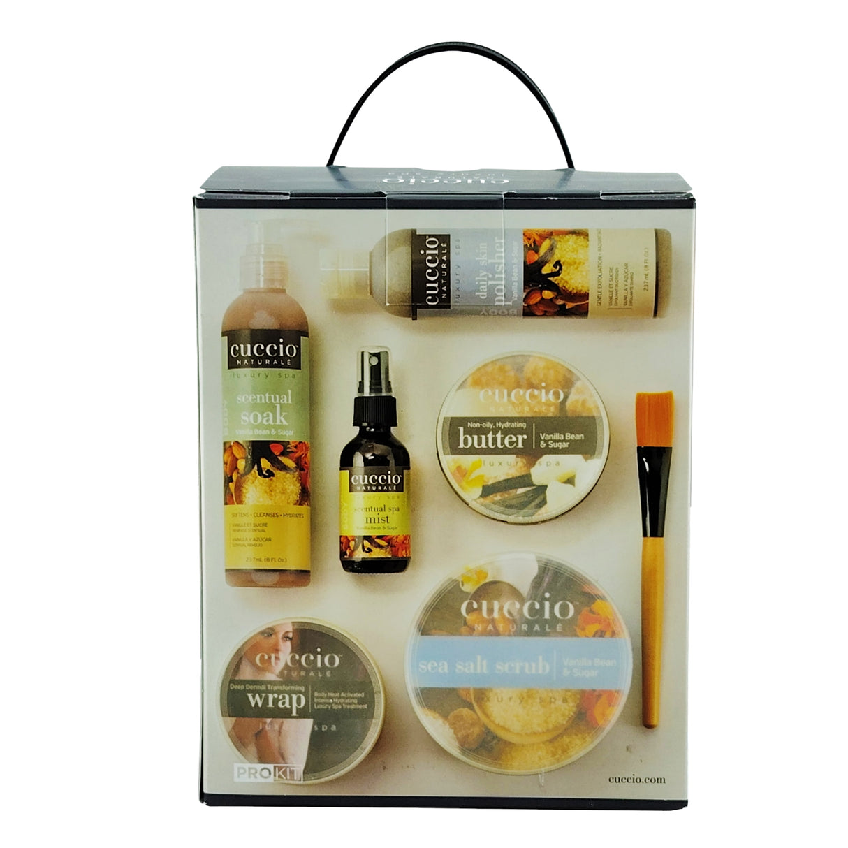 Cuccio Vanilla Bean & Sugar Scentual Spa Experience Kit Box Back View