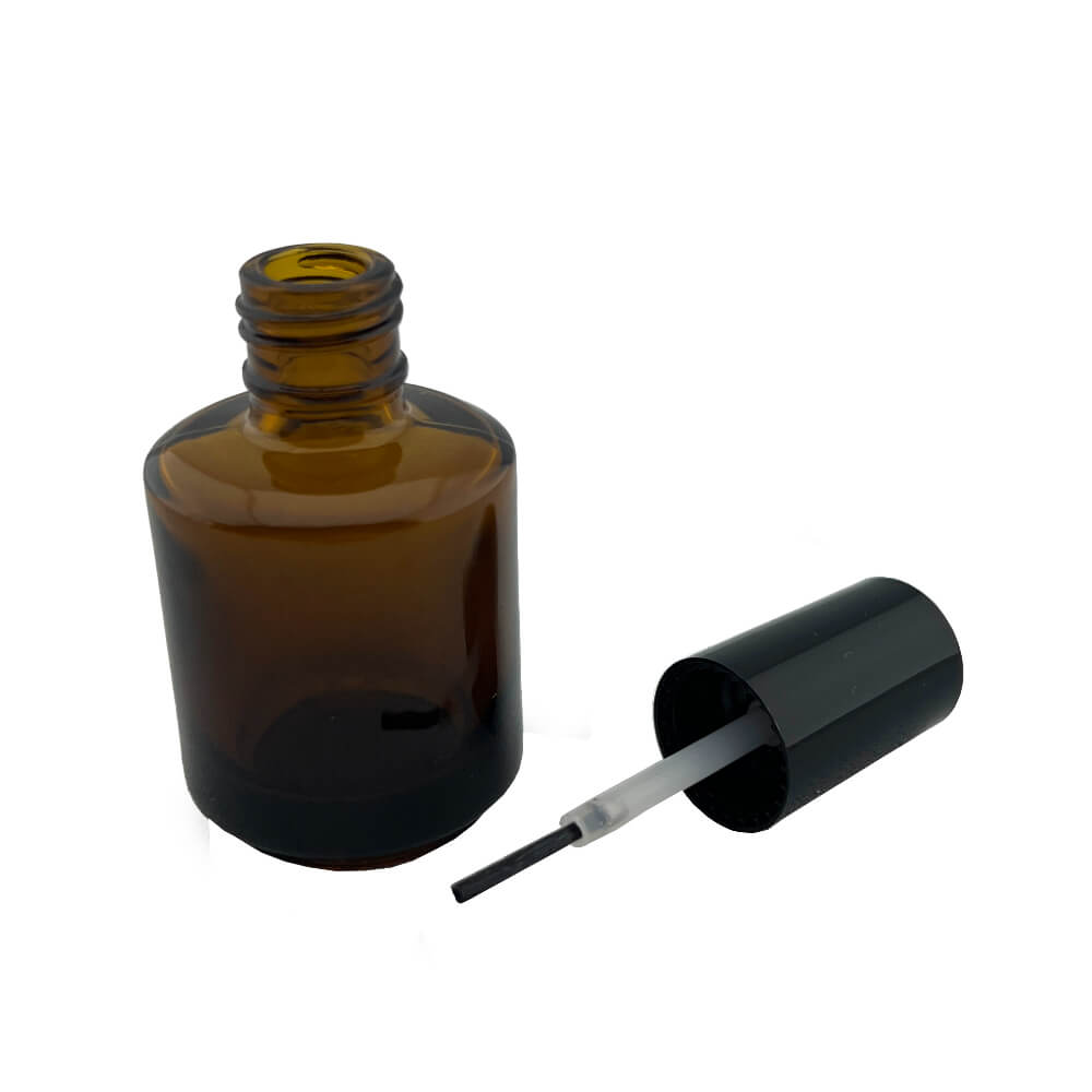 Empty Glass Nail Polish Bottle 15ml Brown Disassembled