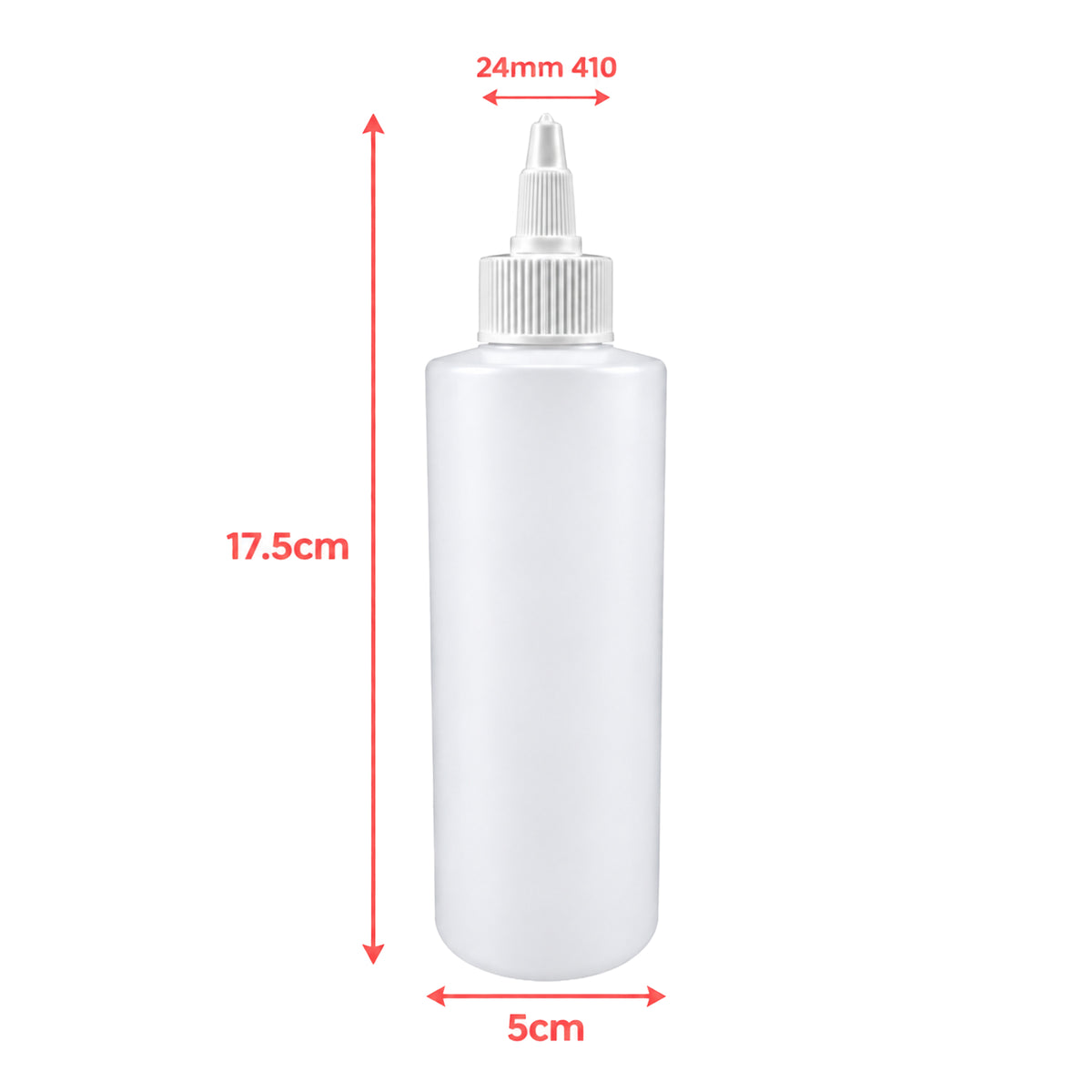 Empty Plastic Natural HDPE Bottle 200ml - Blank Dimensions