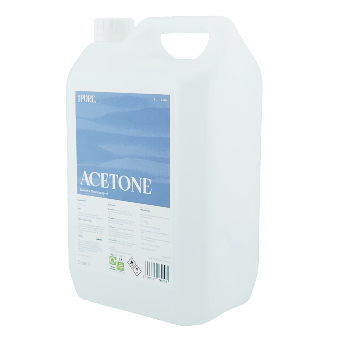 Ever Pure Acetone 5 Litre Gallon Size Bottle Side View