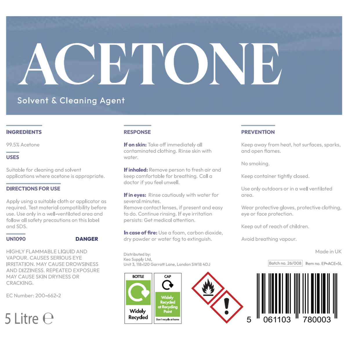 Ever Pure Acetone Label Close Up