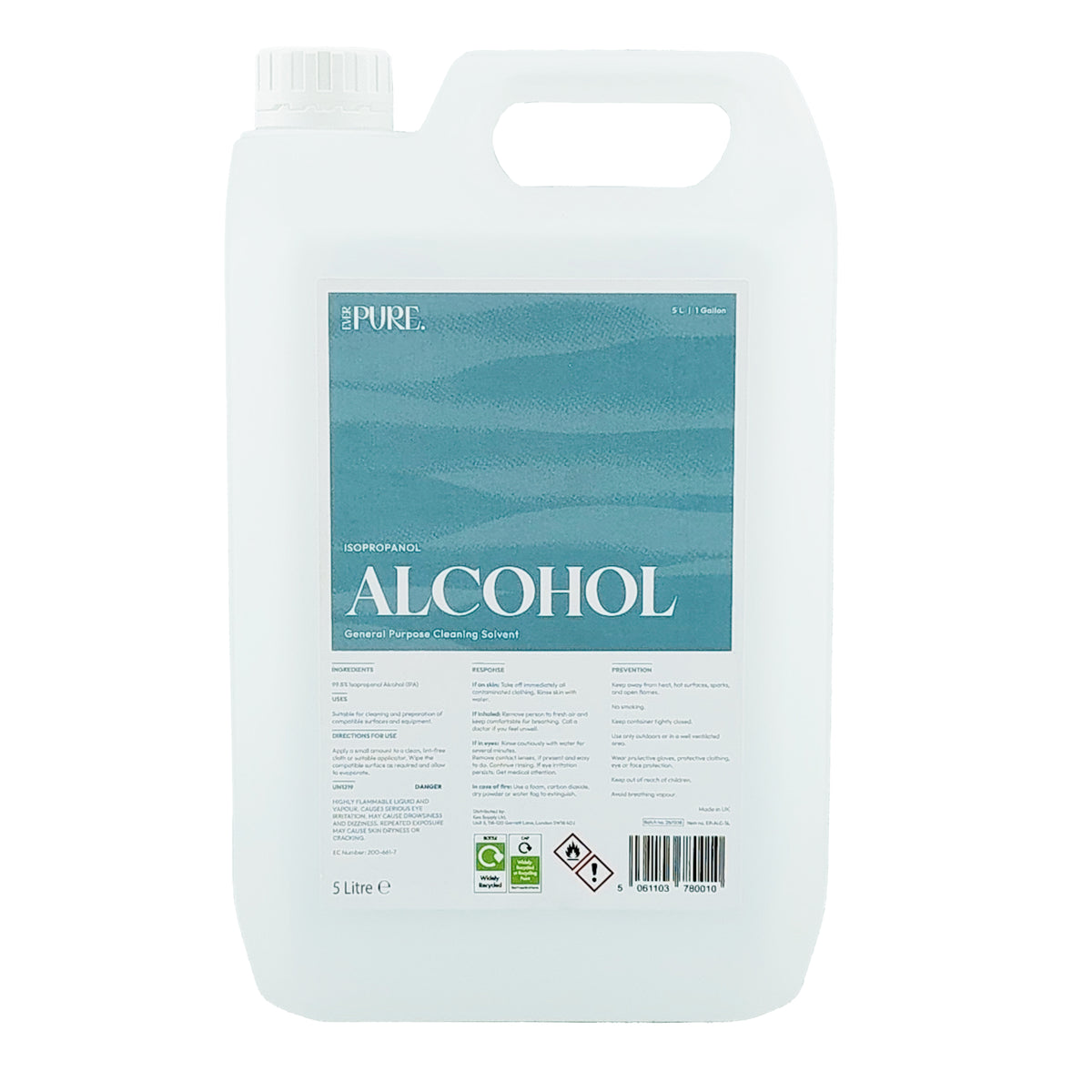 Ever Pure Isopropanol Alcohol 5 Litre Gallon Size Bottle