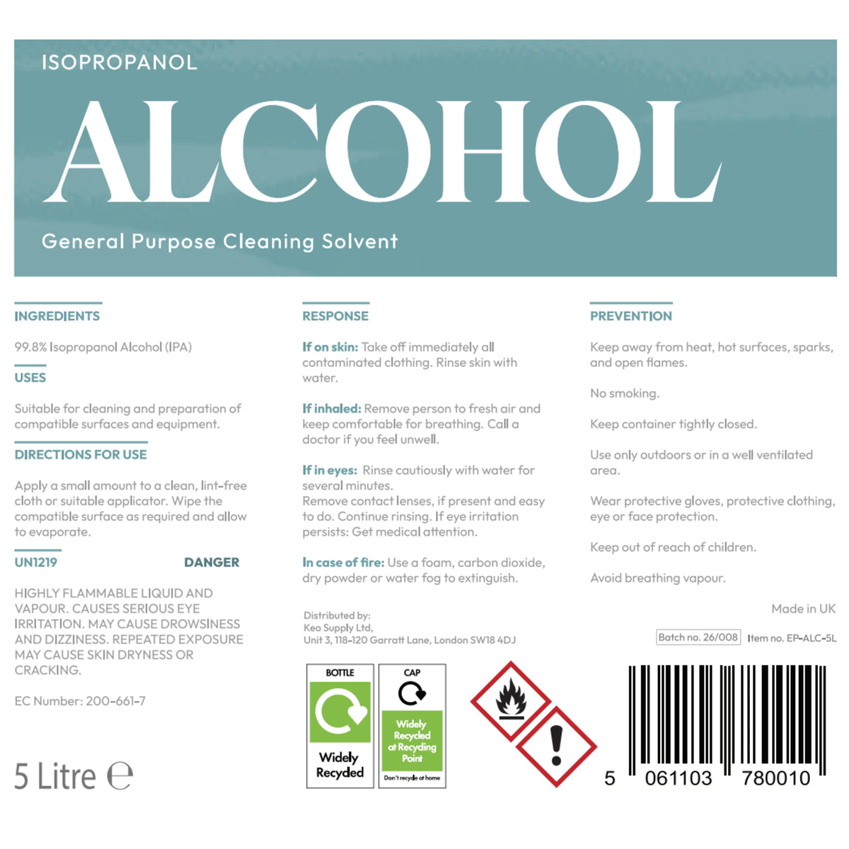 Ever Pure Isopropanol Alcohol Label Close Up