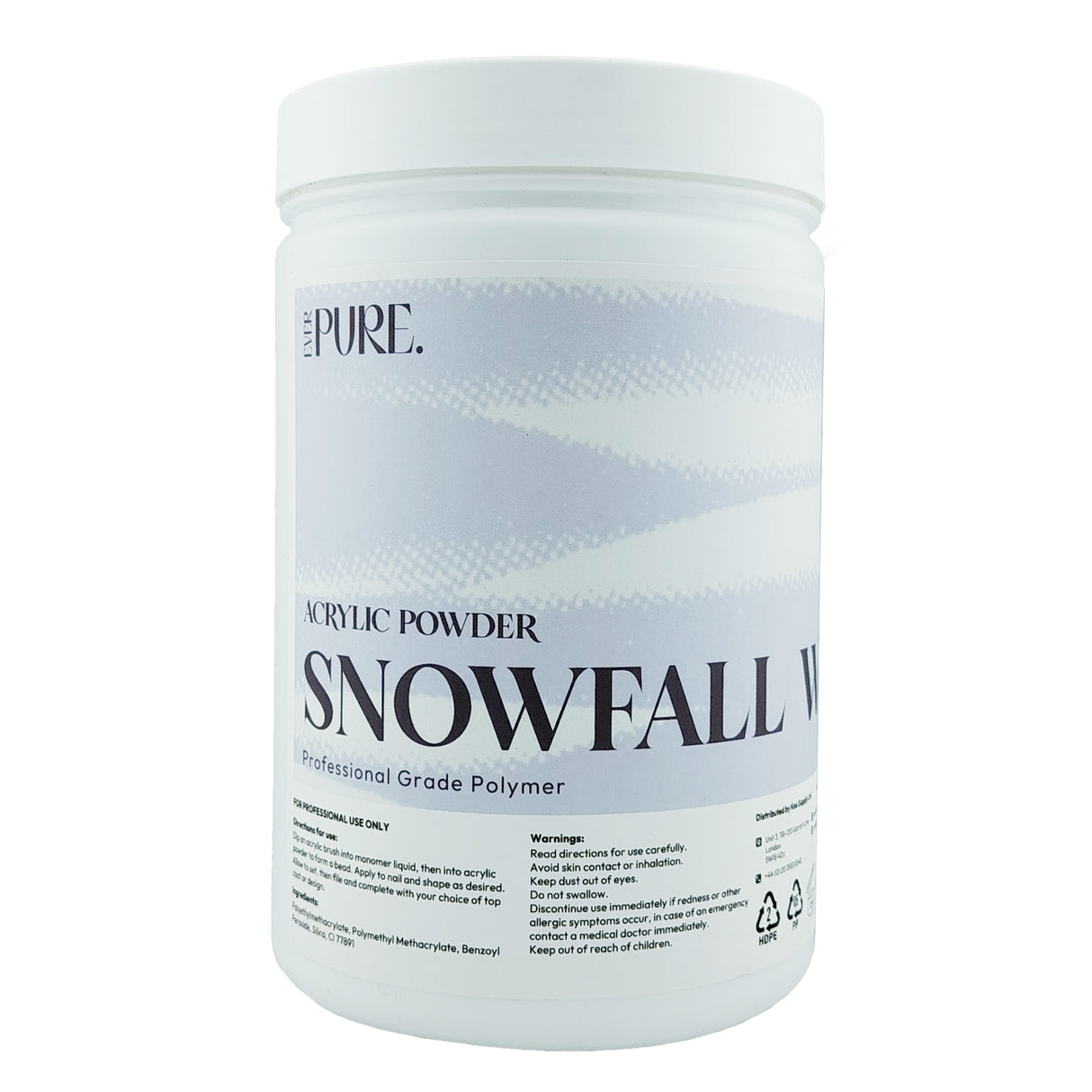 Ever Pure Professional Grade Acrylic Powder - Snowfall White 2000g (70.55oz)