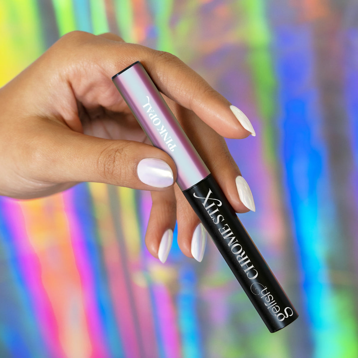 Gelish Chrome Stix - Pink Opal Colour With Finger Nails