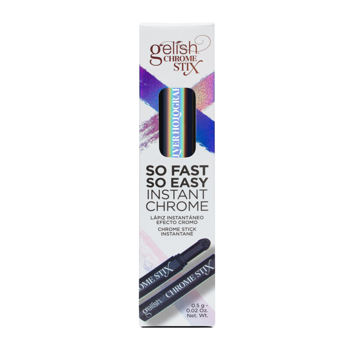 Gelish Chrome Stix - Silver Holographic Box Front View