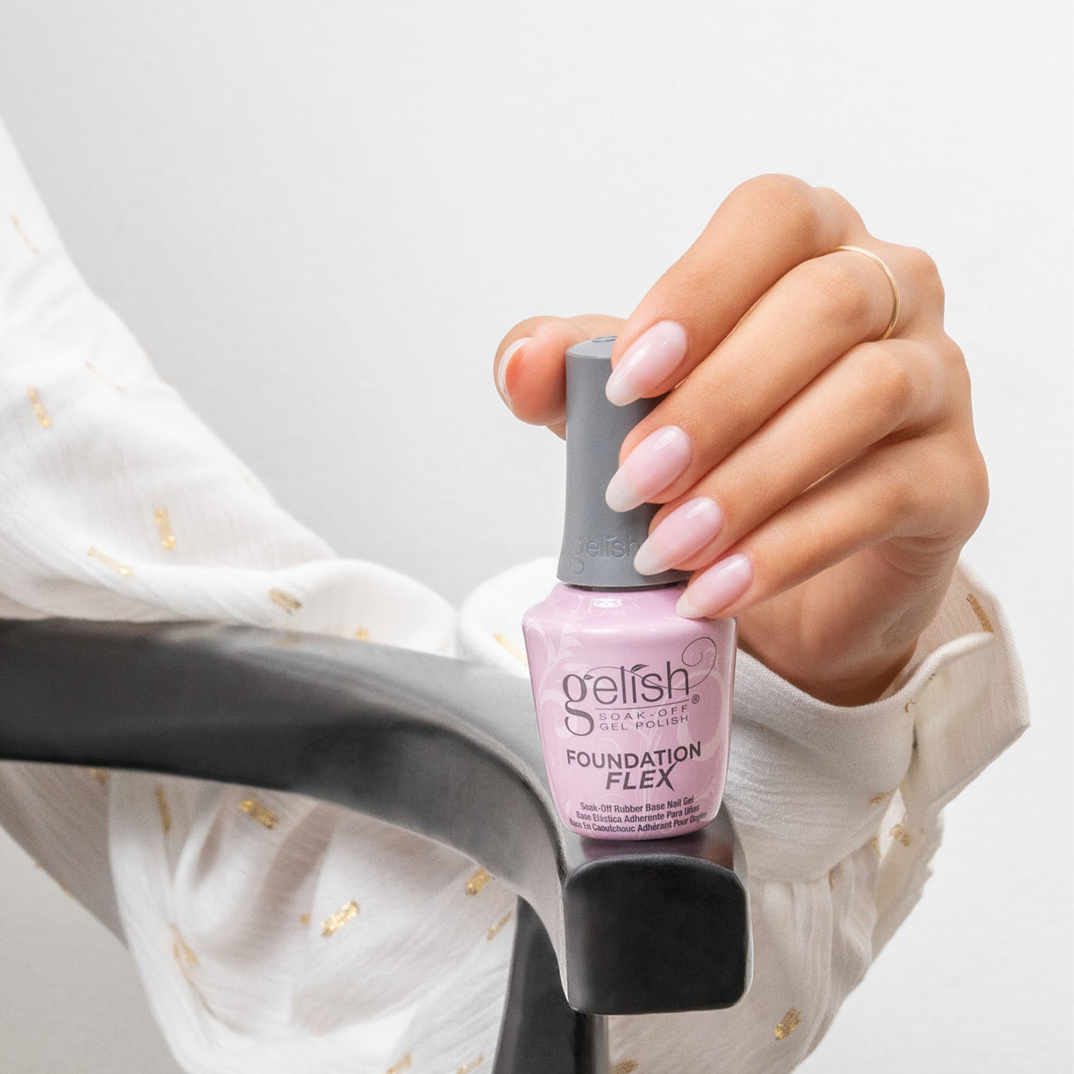 Gelish Foundation Flex Rubber Base Gel - Light Pink 15ml 0.5oz Bottle In Hand