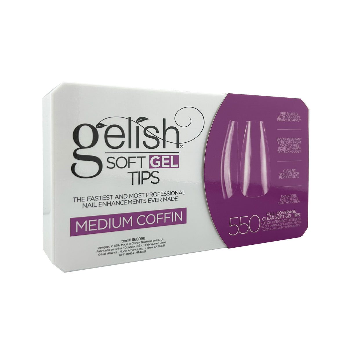 Gelish Soft Gel Tips (550pcs) - Medium Coffin Box Front View
