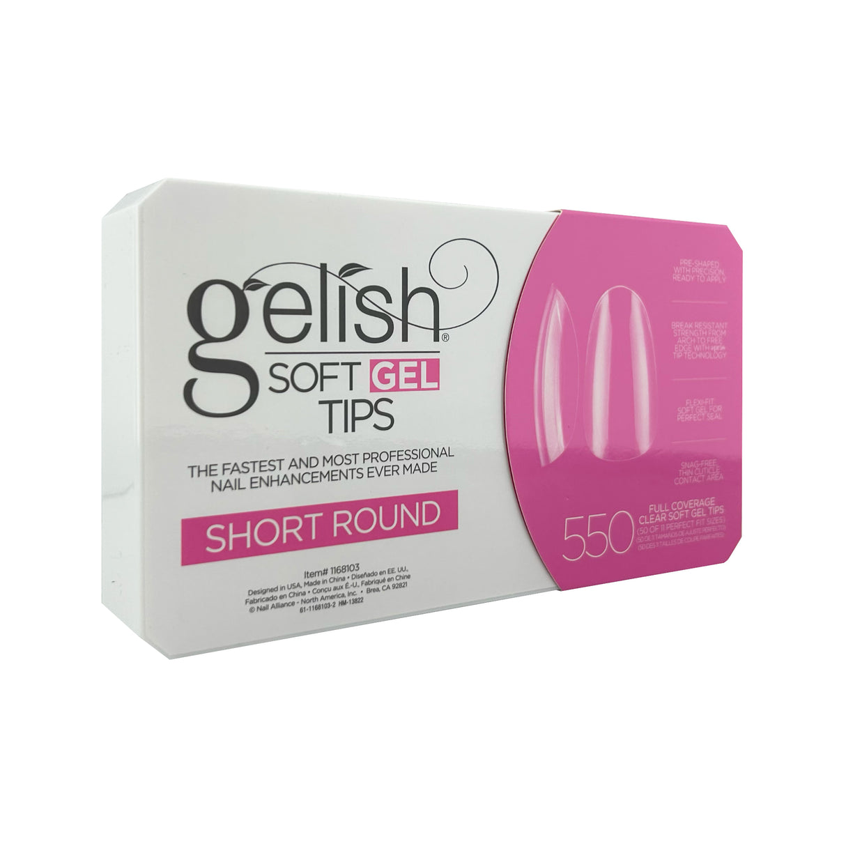 Gelish Soft Gel Tips (550pcs) - Short Round Box Front View