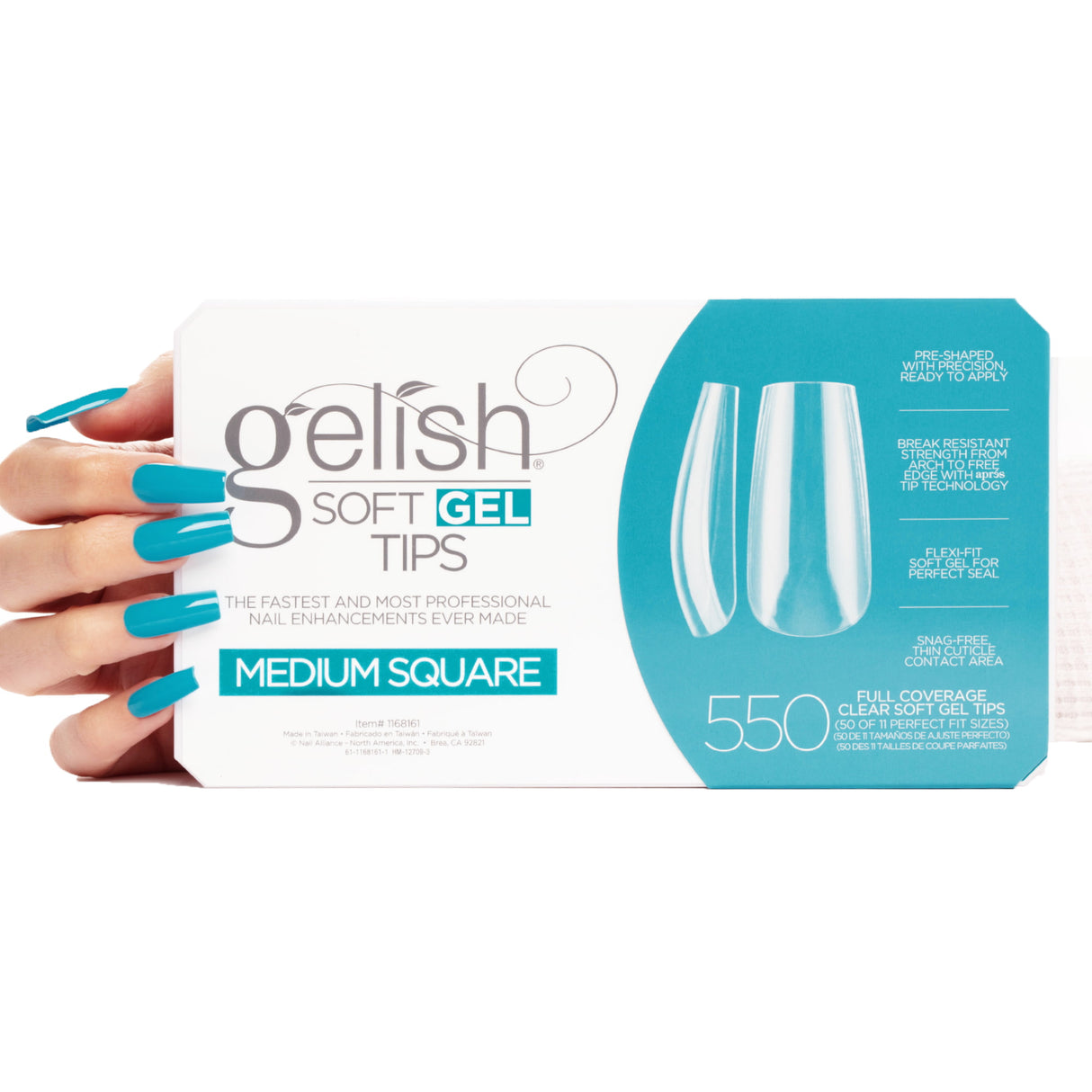 Gelish Soft Tips Medium Square Hand Model With Finger Nails And Box