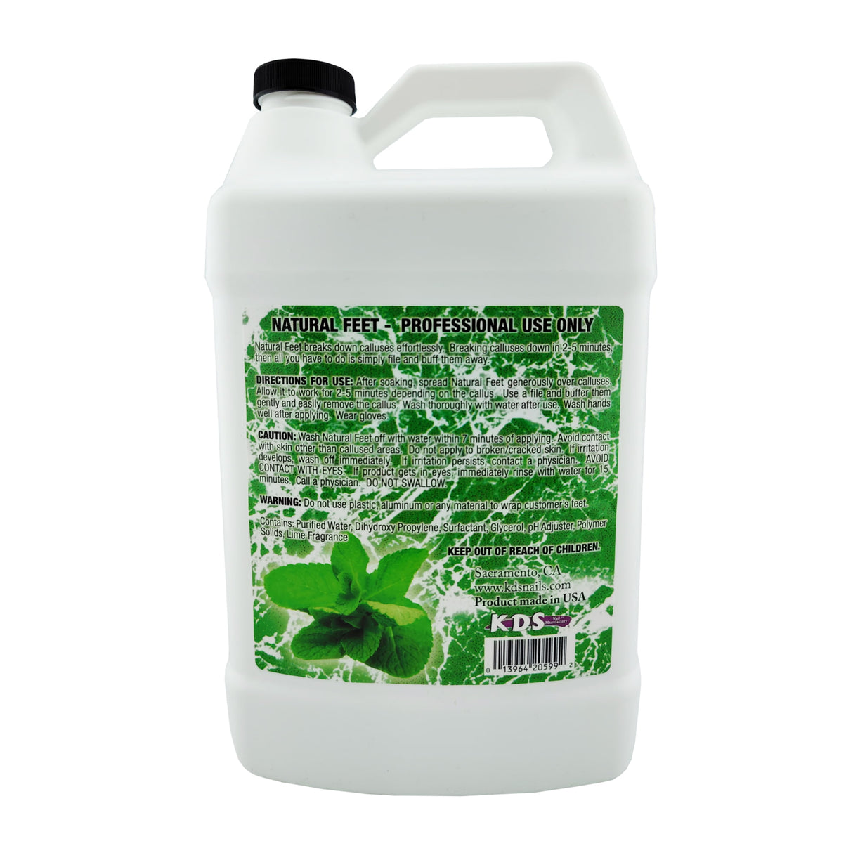 KDS Natural Feet Foot Callus Eliminator - Mint 3.8L 1 Gallon Bottle Back View