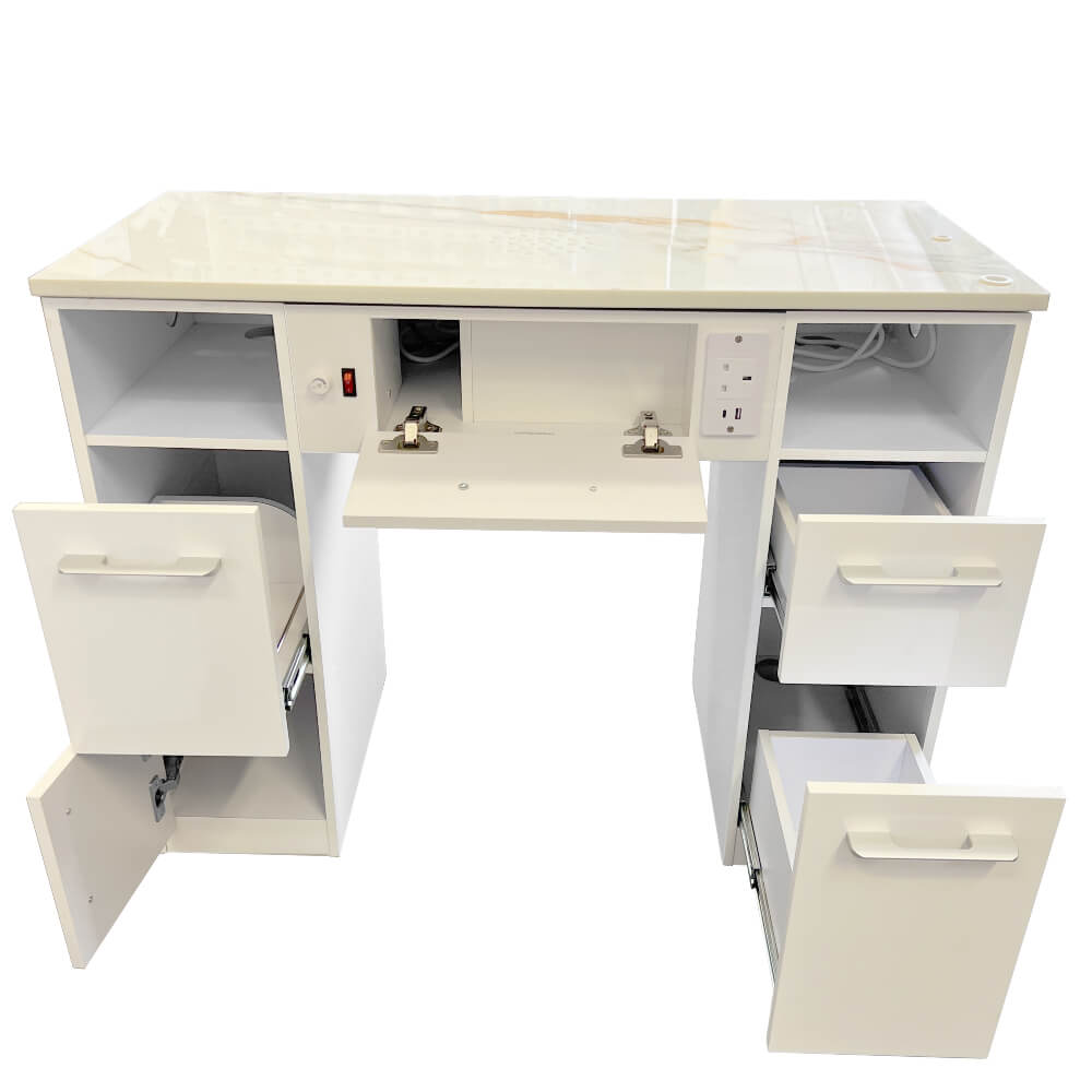 Keo Lunar Silver Single Manicure Nail Table Back Opened Drawers View