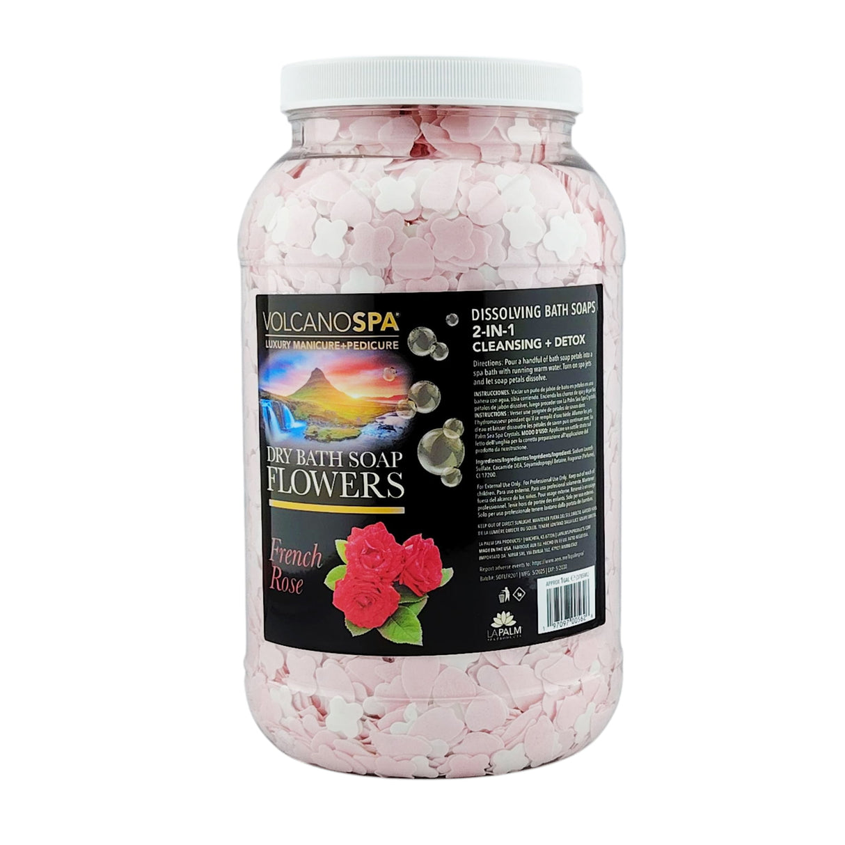 La Palm VolcanoSpa Dry Bath Soap Flowers (gallon) Bottle - French Rose