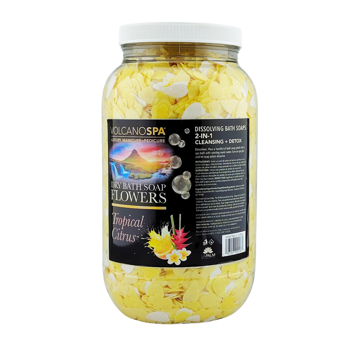 La Palm VolcanoSpa Dry Bath Soap Flowers (gallon) Bottle - Tropical Citrus