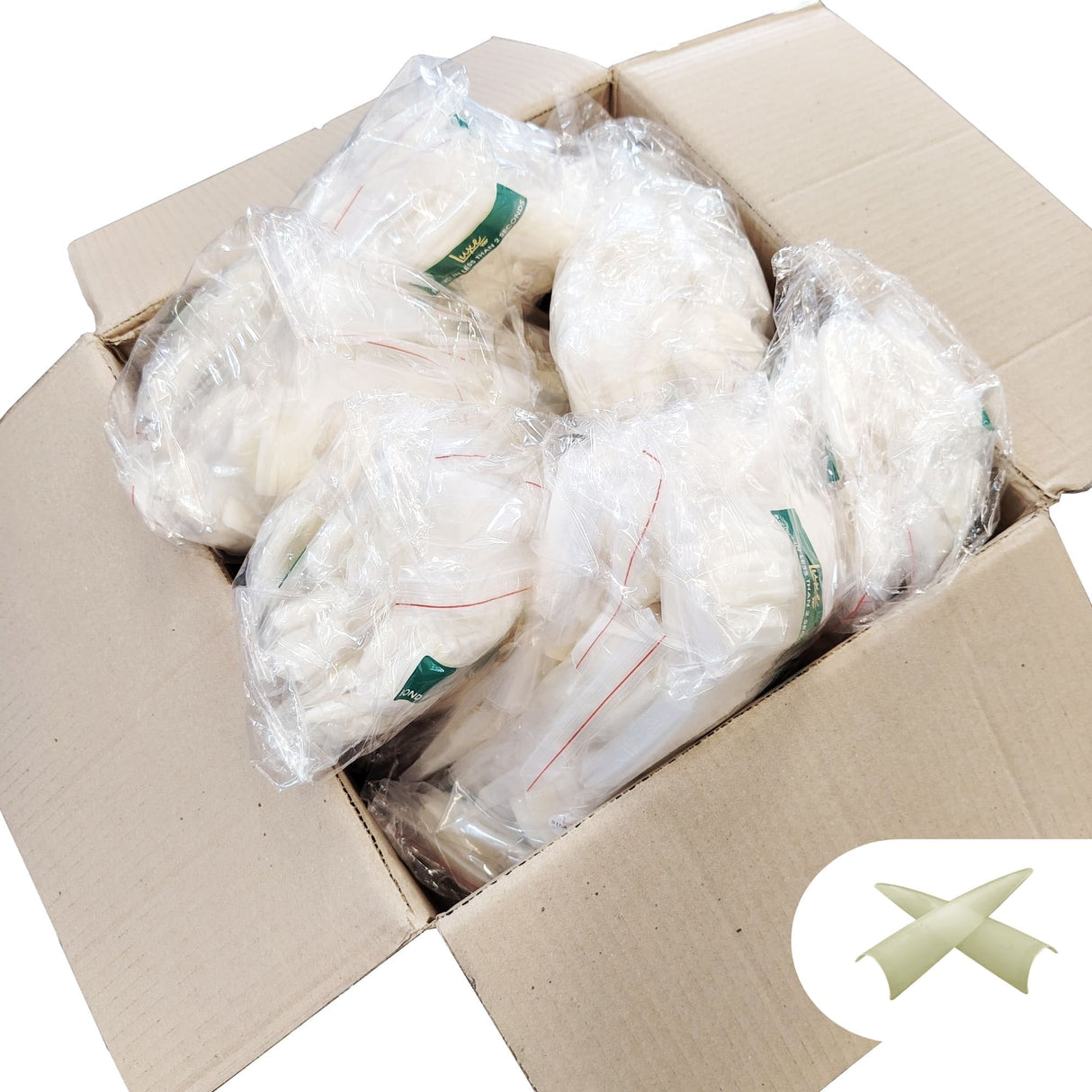 Luxe Bundle Acrylic False Nail Tips Natural Stiletto #0-10 - 5000pcs Each Number