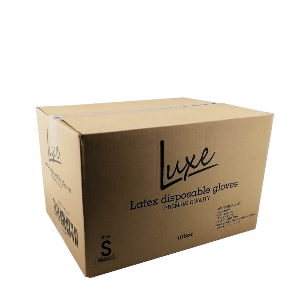 Luxe Disposable Latex Powder-Free Gloves Small Box Of 10 Packs