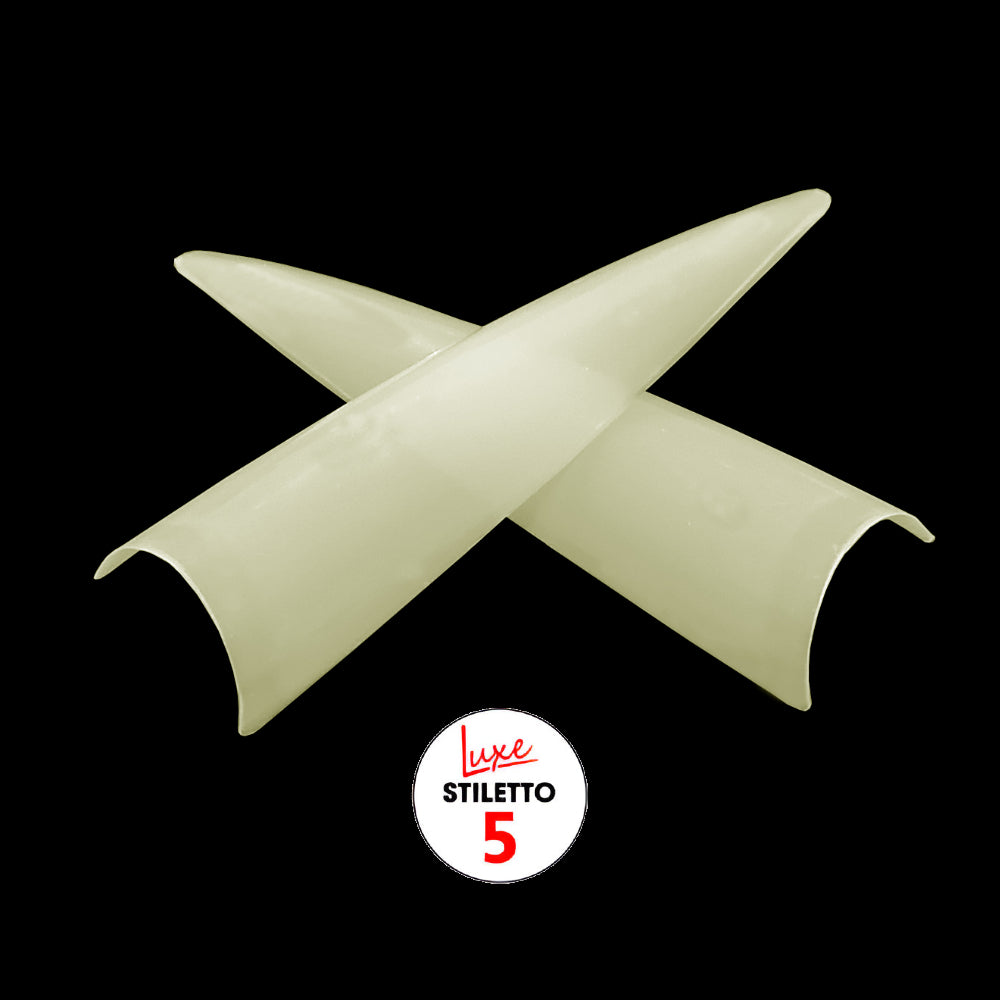 Luxe Natural Stiletto Acrylic False Nail Tips Size 5