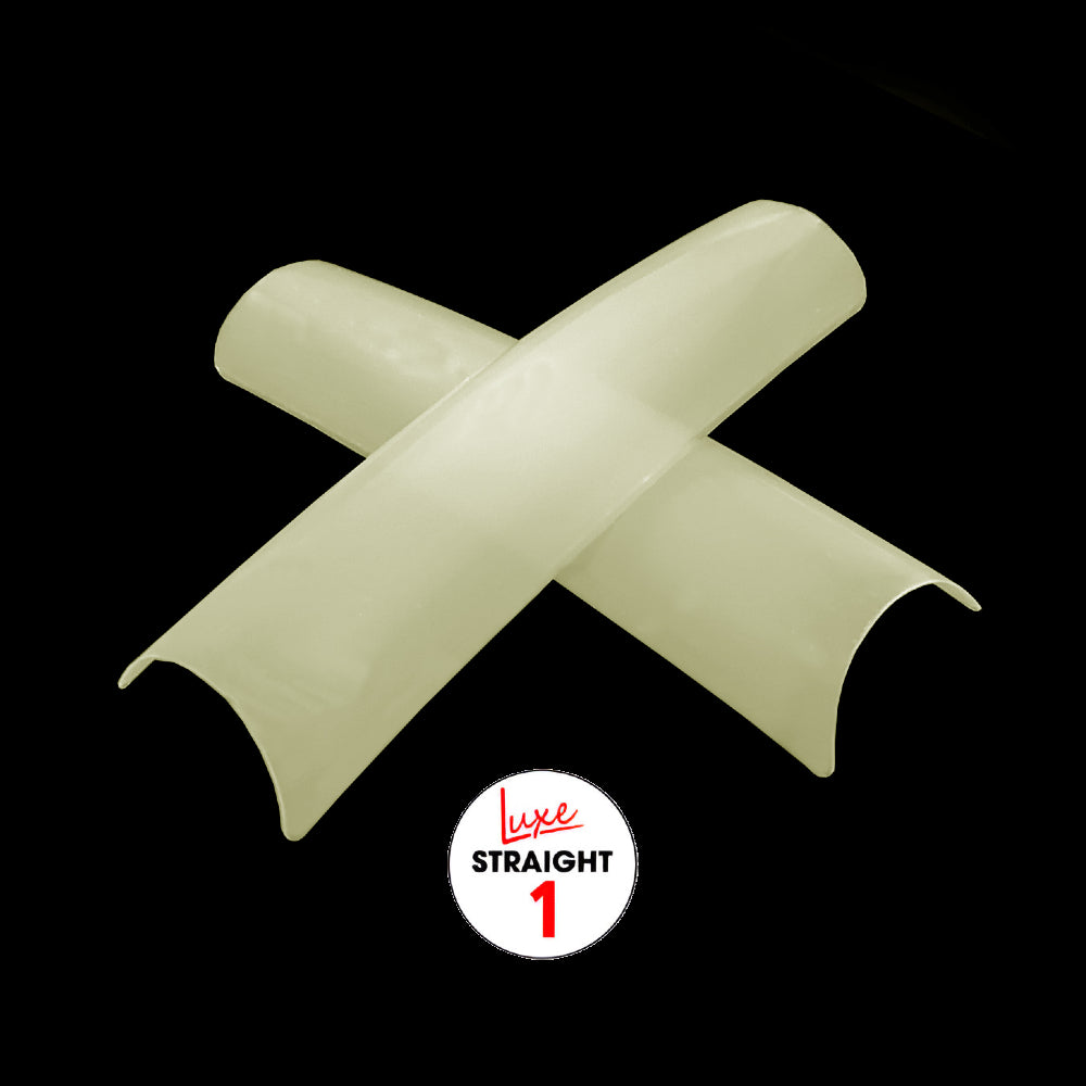 Luxe Natural Straight Acrylic False Nail Tips Size 1