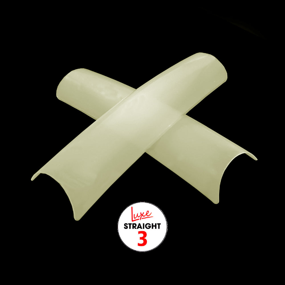 Luxe Natural Straight Acrylic False Nail Tips Size 3