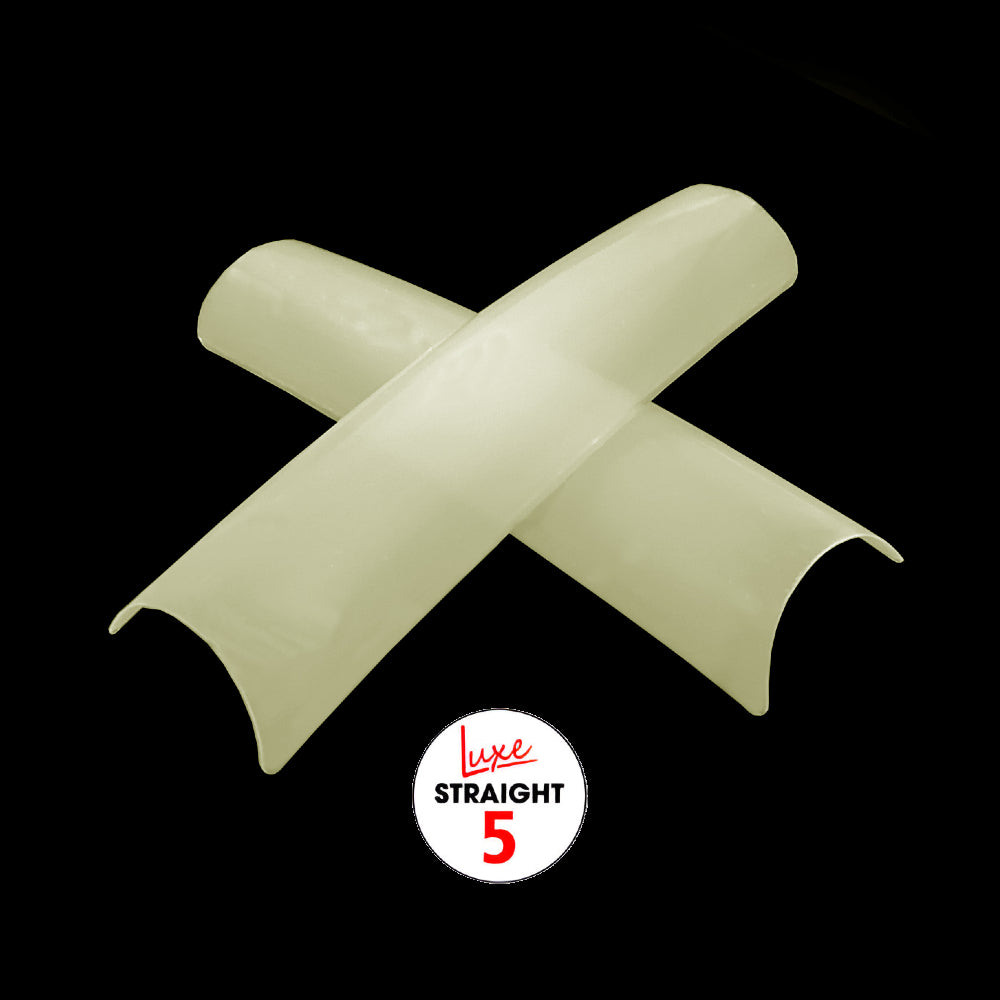 Luxe Natural Straight Acrylic False Nail Tips Size 5