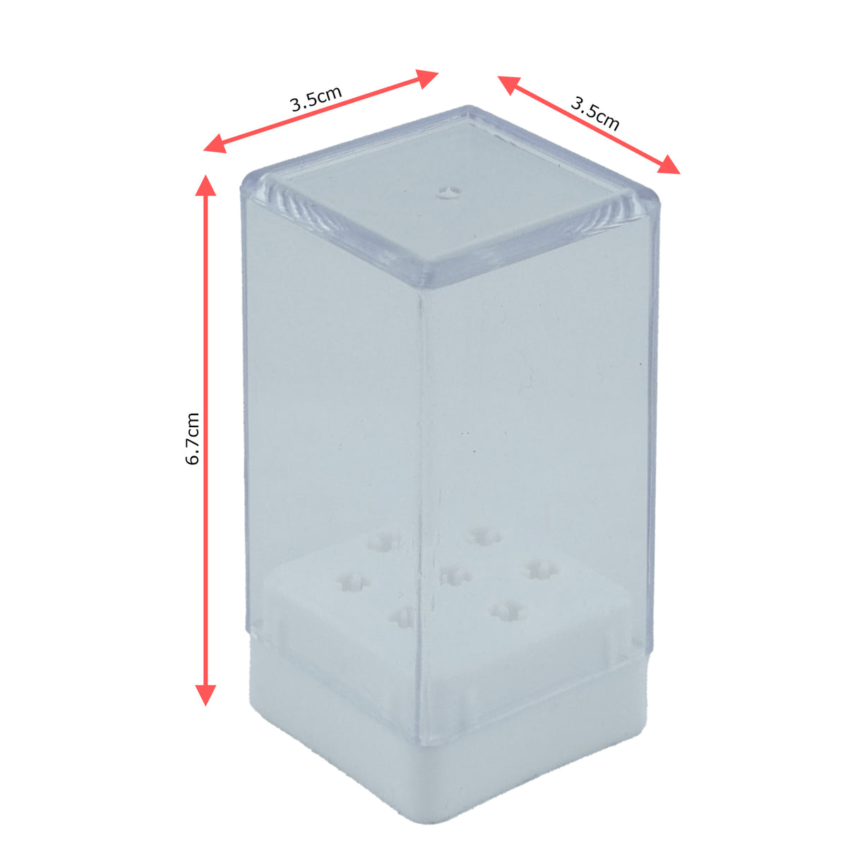 Nail Drill Bit Holder 7 Slots Closed Box With Measurements View