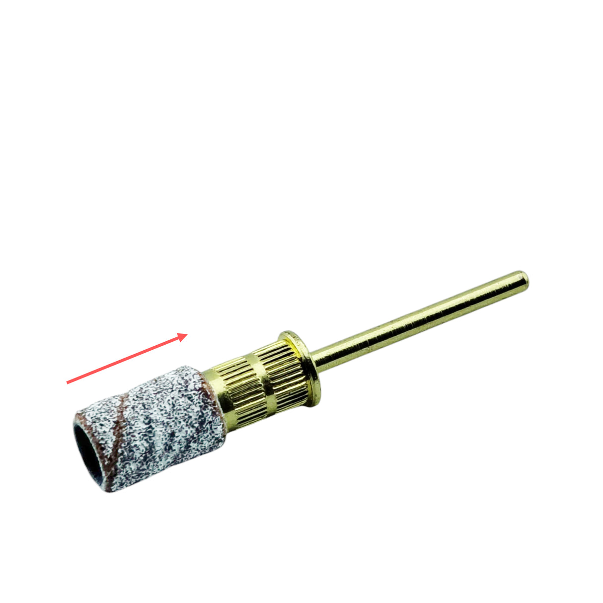 Nail Drill Bit Mandrel Gold Colour Demo View Of Sanding Band Fitting In