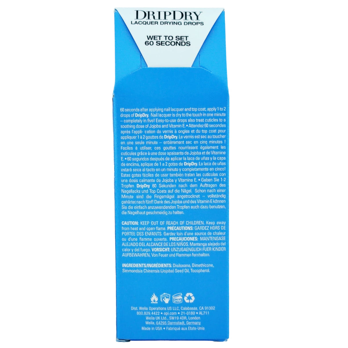 OPI Drip Dry Lacquer Drying Drops 27ml Box Back View