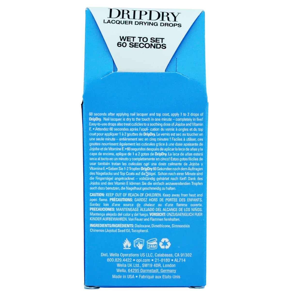 OPI Drip Dry Lacquer Drying Drops 8ml Box Back View