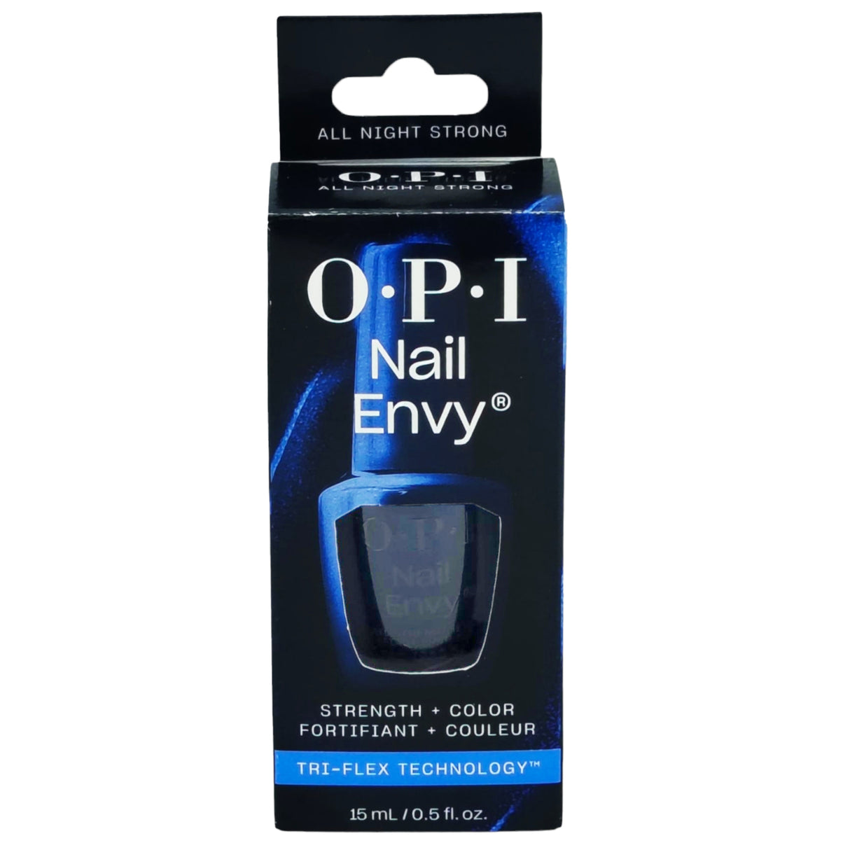 OPI Nail Envy Tri Flex Nail Strengthener Box Front View - All Night Strong 15ml 0.5oz