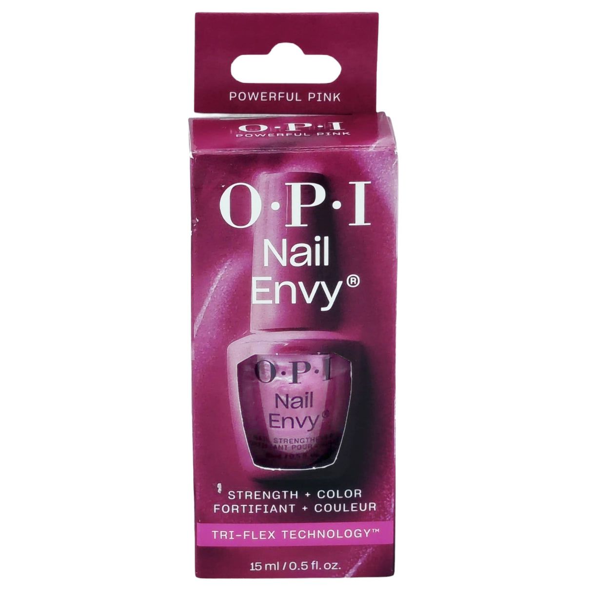 OPI Nail Envy Tri Flex Nail Strengthener Box Front View - Powerful Pink 15ml 0.5oz