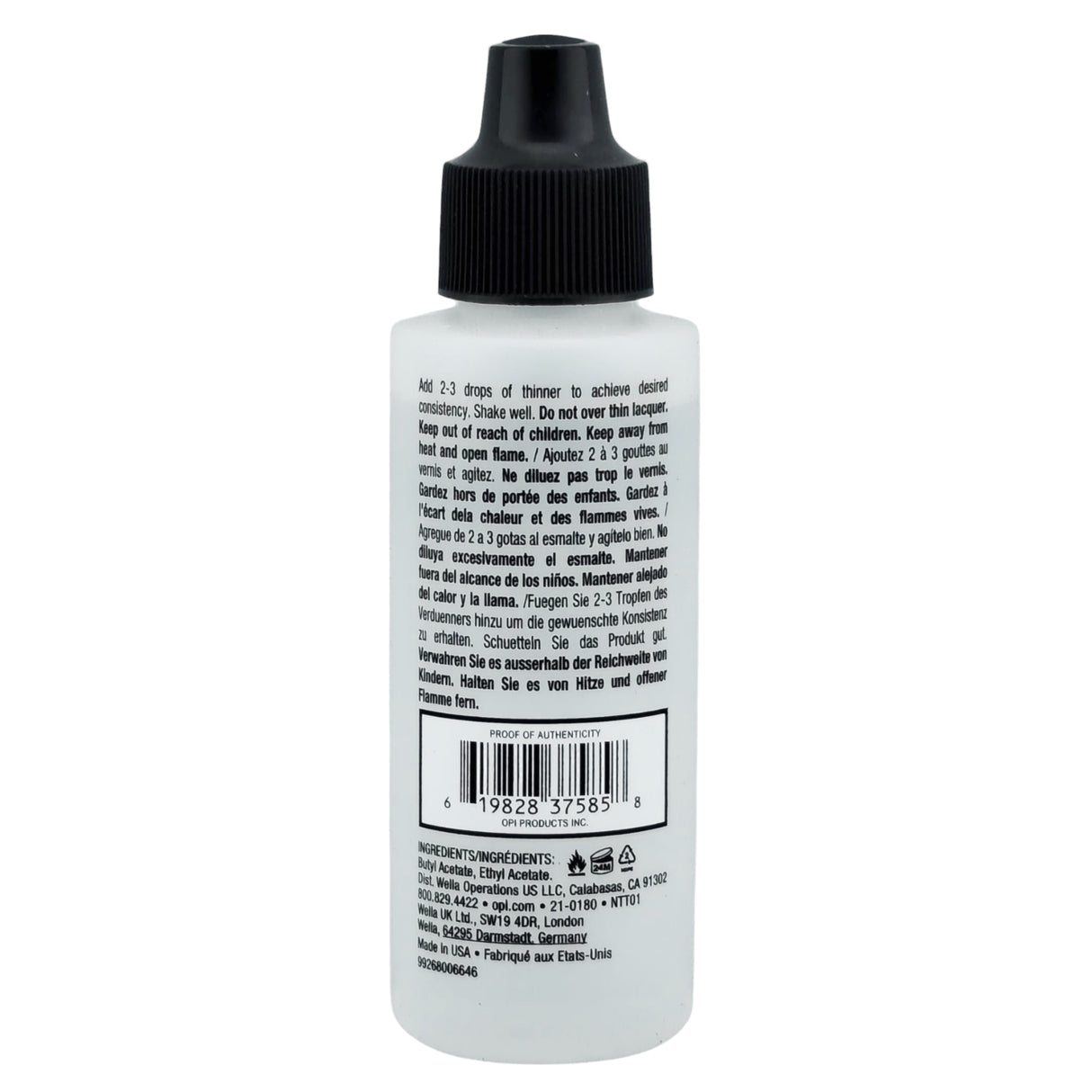 OPI Nail Polish Thinner 60ml Bottle Back View