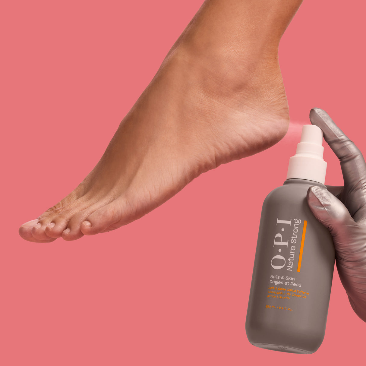 OPI Nature Strong Nails & Skin - Callus Softener 250ml Product Application Spraying Foot