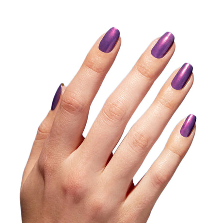 OPI Nature Strong Polish Achieve Grapeness Shimmer Medium Lilac Colour On Finger Nails