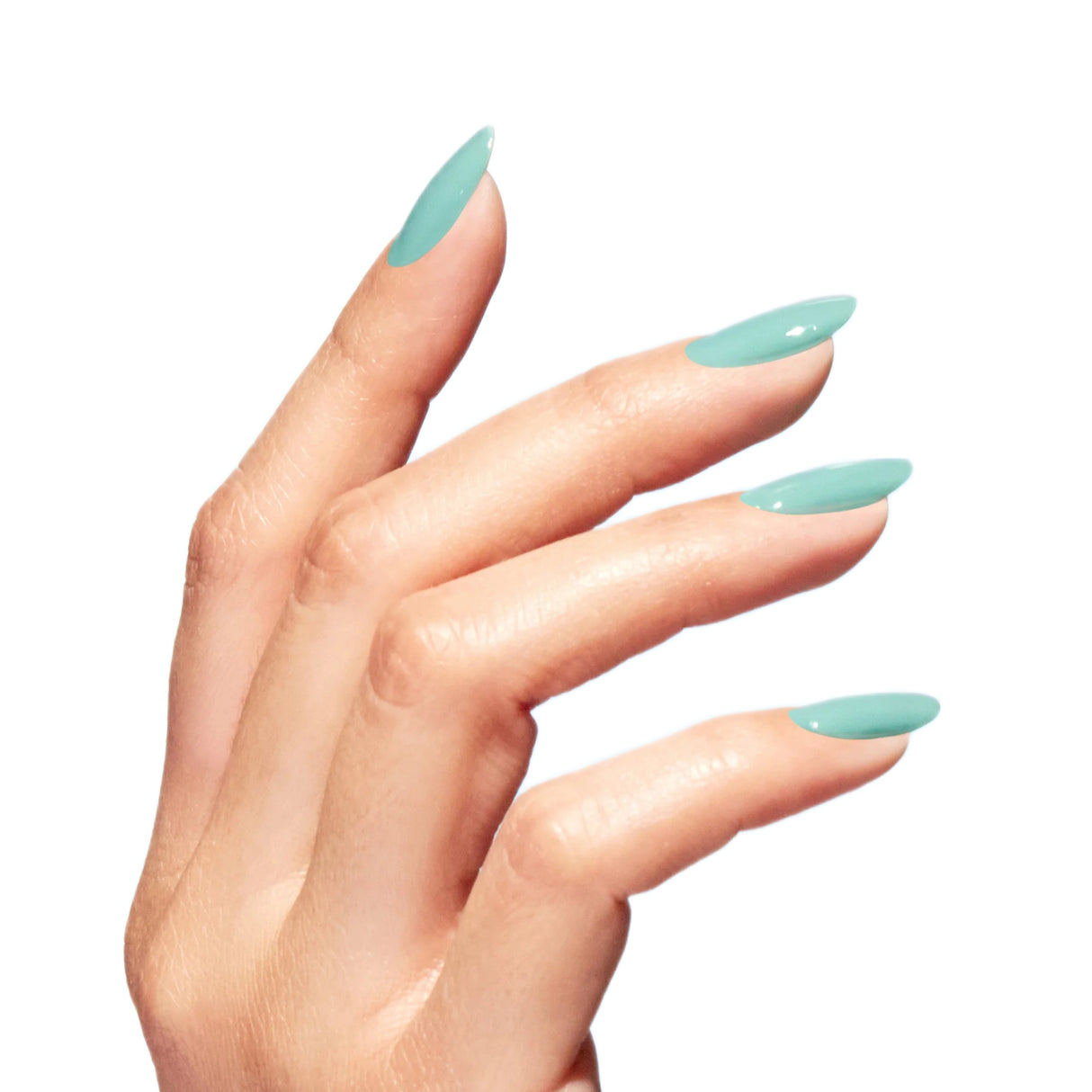 OPI Nature Strong Polish Cactus What You Preach Light Turquoise Pastel Green Colour On Finger Nails