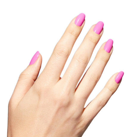 OPI Nature Strong Polish Emflowered Almost Neon Pink Colour On Finger Nails