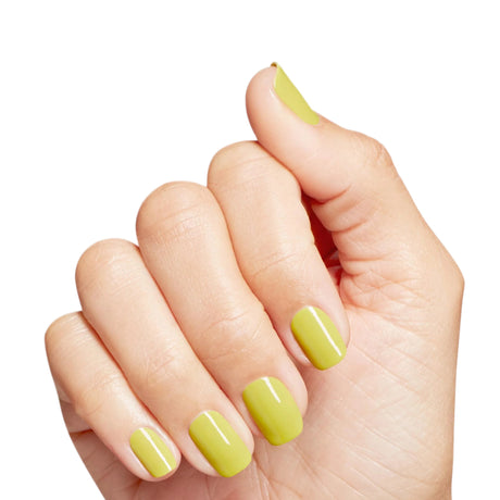 OPI Nature Strong Polish Give Me Some Suga Cane Mustard Yellow Colour On Finger Nails