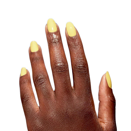 OPI Nature Strong Polish Make My Daisy Pastel Yellow Colour On Finger Nails